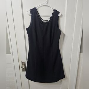 John Roberts Vintage classic black dress with scalloped neck line